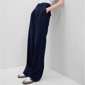 Gap - Linen-cotton pleated pants, navy size 8